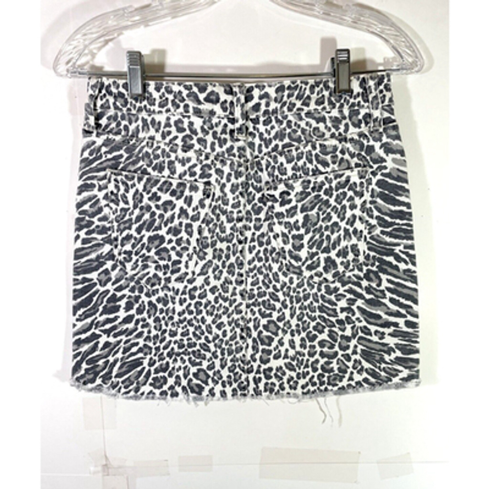 Current/Elliott Leopard Print Denim Mini Skirt Sz 26 - Picture 5 of 10